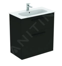 Ideal Standard I.Life A - Wastafelkast, 800x440x853 Mm, 2 Laden, Mat Carbon Grijs T5274NV -Badkamer Luxe 1bd9b1e6ae89929609b256cb