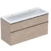 Geberit ICon - Wastafelkast Met Dubbele Wastafel, 118x48x63 Cm, 2 Laden, KeraTect, Eiken 502.334.JH.1
