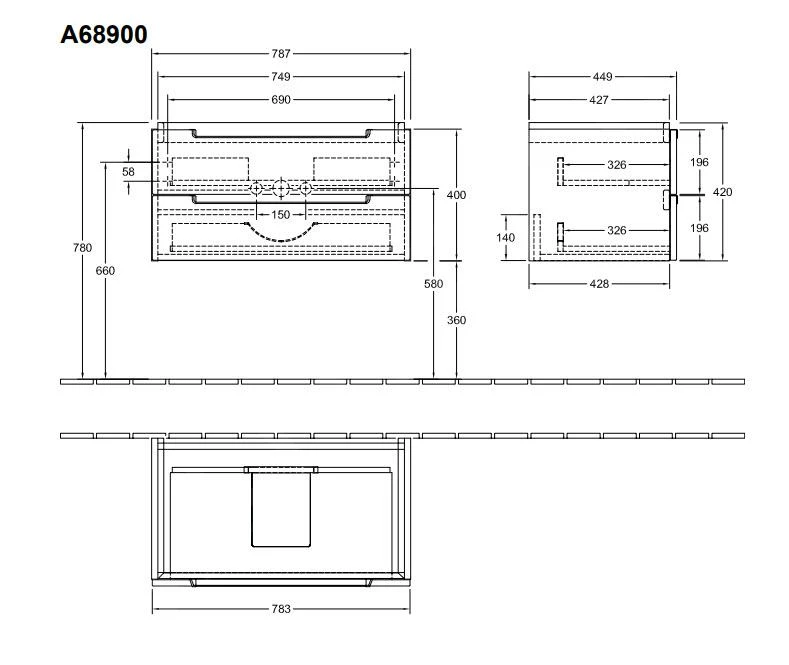 Villeroy & Boch Subway 2.0 - Wastafelkast, 787x420x449 Mm, 2 Laden, Mat Wit A68900MS 2 Villeroy & Boch Subway 2.0 - Wastafelkast, 787x420x449 Mm, 2 Laden, Mat Wit A68900MS - Afbeelding 2