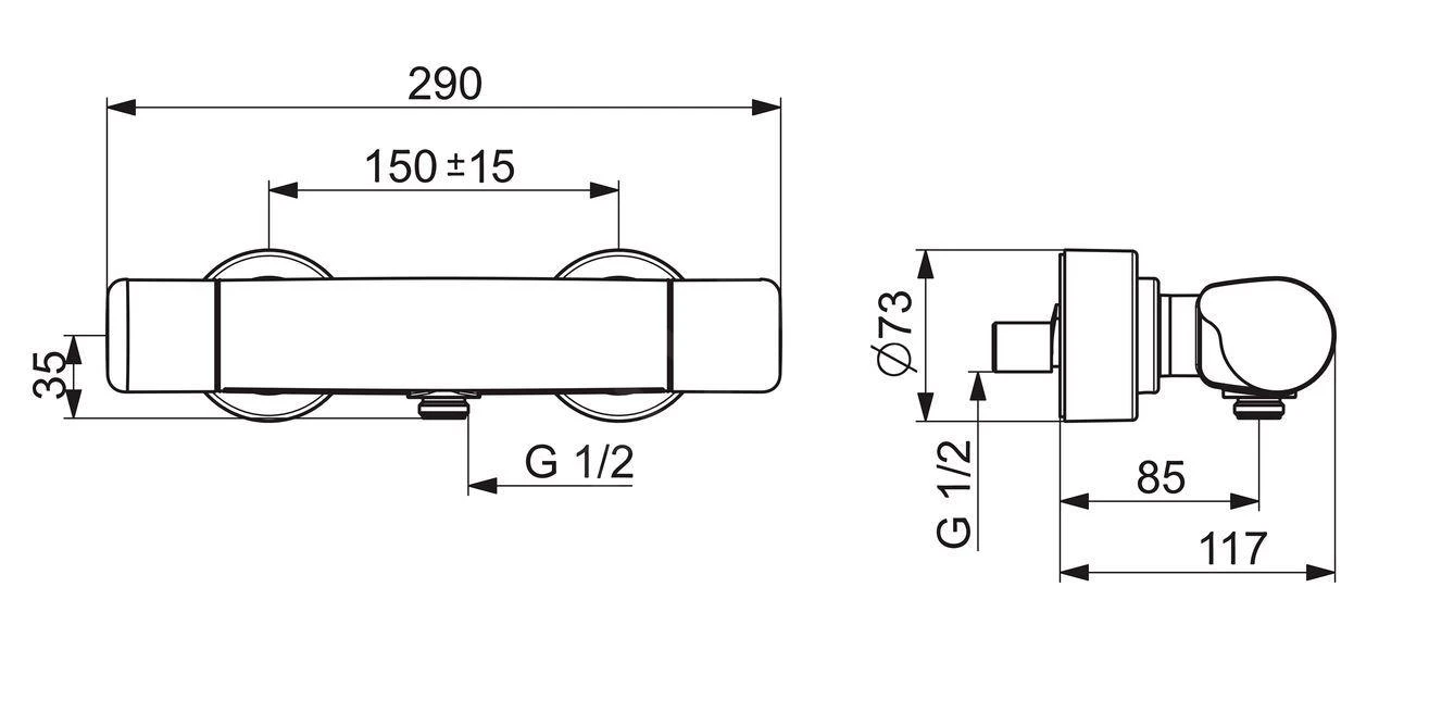 Hansa Care - Thermostatische Douchekraan, Thermo Cool, Chroom 08707100 2 Hansa Care - Thermostatische Douchekraan, Thermo Cool, Chroom 08707100 - Afbeelding 2