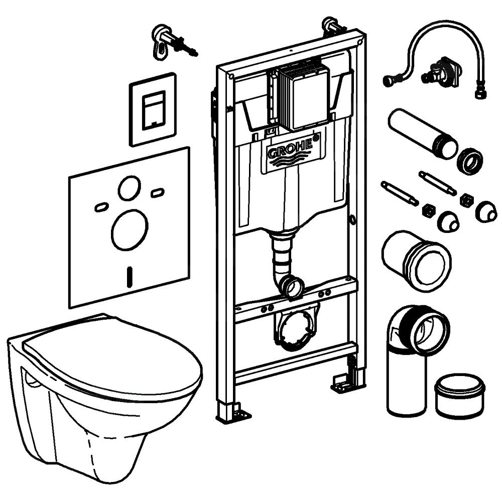 Grohe Solido - Voorwand Montageset, Bau Ceramic Toilet En Softclose Zitting, Skate Cosmopolitan Bedieningsplaat, Chroom 39586000 3 Grohe Solido - Voorwand Montageset, Bau Ceramic Toilet En Softclose Zitting, Skate Cosmopolitan Bedieningsplaat, Chroom 39586000 - Afbeelding 3