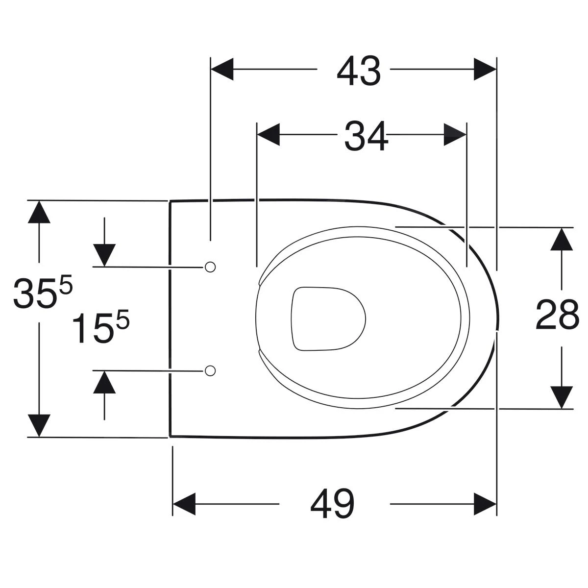 Geberit Selnova Compact - Wandcloset, 490x355 Mm, Rimfree, Wit 500.377.01.2 2 Geberit Selnova Compact - Wandcloset, 490x355 Mm, Rimfree, Wit 500.377.01.2 - Afbeelding 2