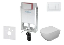 Kielle Genesis - Set Voorwandinstallatie, Toilet Met Toiletbril Softclose En Bedieningspaneel Gemini III, Glanzend Wit 30505SZ15