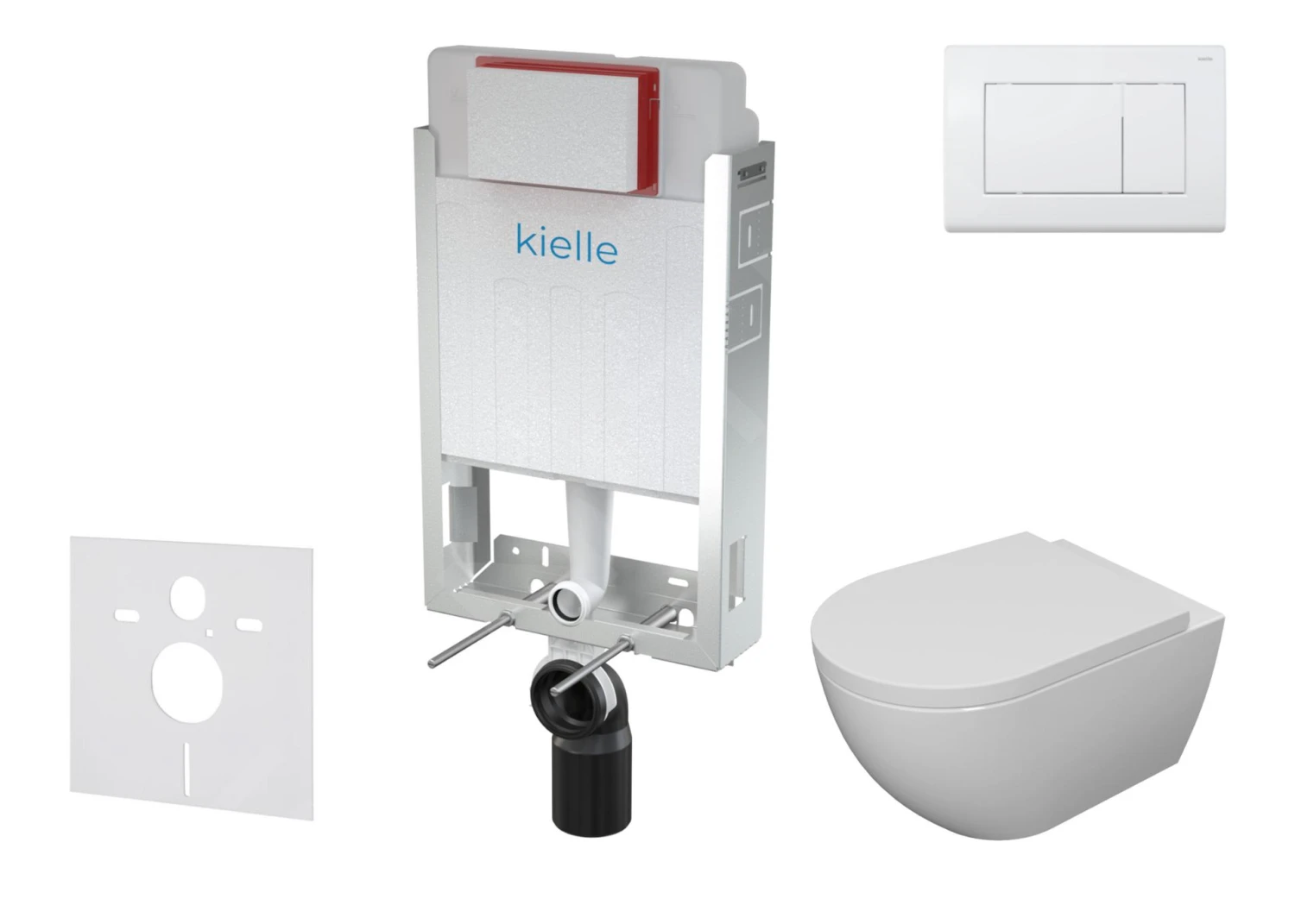 Kielle Genesis - Set Voorwandinstallatie, Toilet Met Toiletbril Softclose En Bedieningspaneel Gemini III, Glanzend Wit 30505SZ15 1 Kielle Genesis - Set Voorwandinstallatie, Toilet Met Toiletbril Softclose En Bedieningspaneel Gemini III, Glanzend Wit 30505SZ15