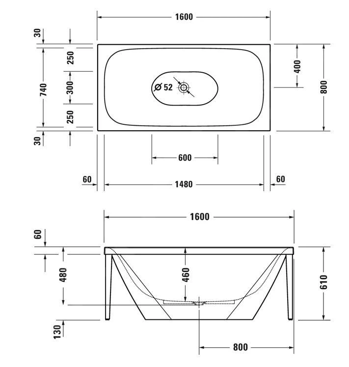 Duravit Xviu - Vrijstaand Bad, 1600x800 Mm, Met Metalen Onderstel, Wit/champagne 700444000B10000 2 Duravit Xviu - Vrijstaand Bad, 1600x800 Mm, Met Metalen Onderstel, Wit/champagne 700444000B10000 - Afbeelding 2
