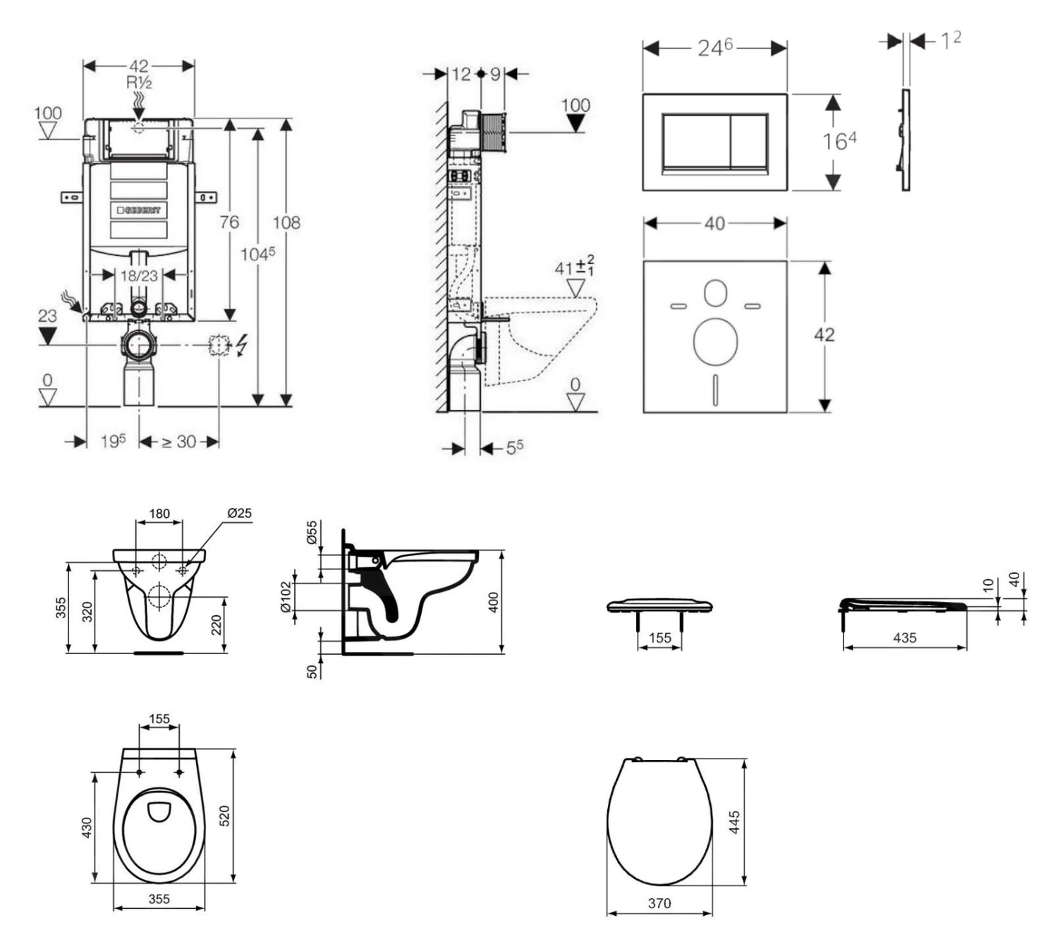 Geberit Kombifix - Set Voorwandinstallatie, Closet Alpha Met WC-zitting, SIGMA30 Bedieningsknop, Mat Chroom/chroom 110.302.00.5 NR7 2 Geberit Kombifix - Set Voorwandinstallatie, Closet Alpha Met WC-zitting, SIGMA30 Bedieningsknop, Mat Chroom/chroom 110.302.00.5 NR7 - Afbeelding 2