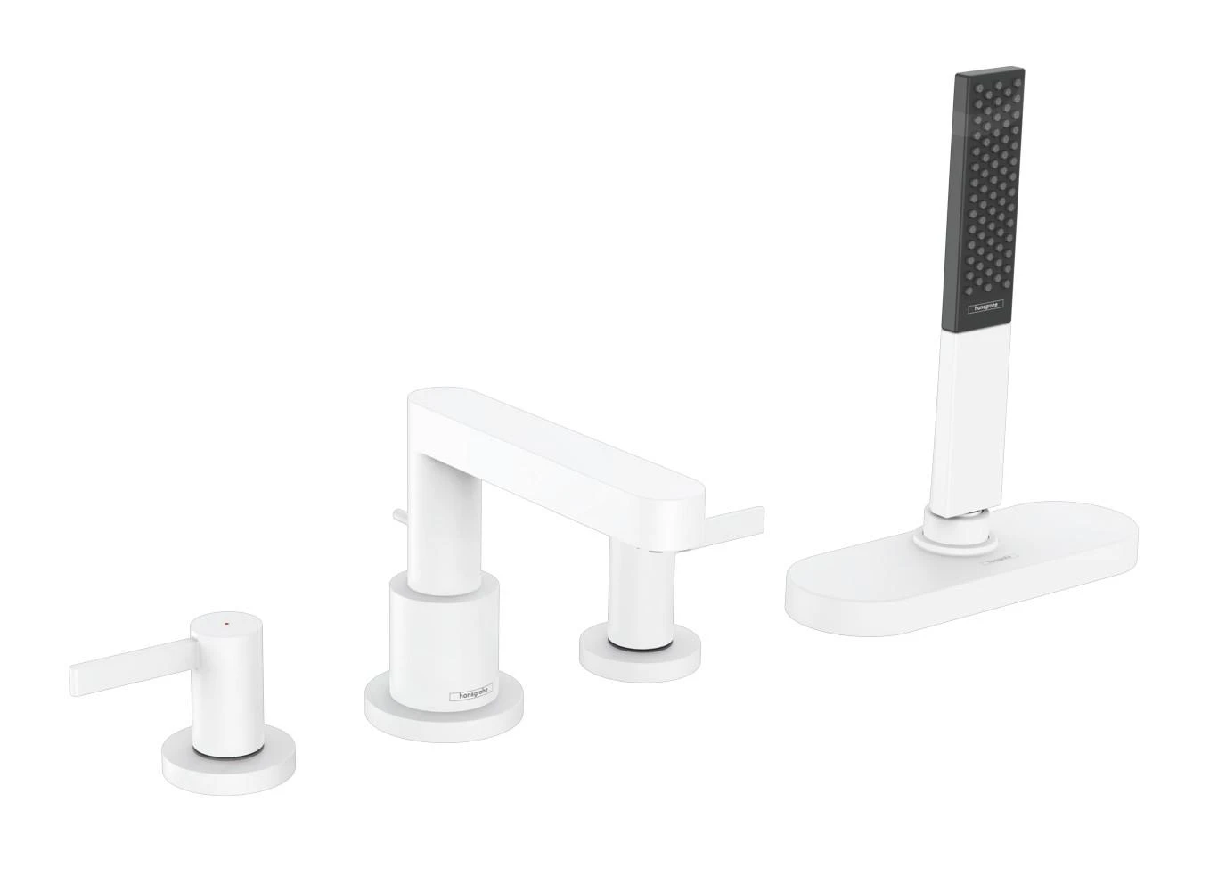Hansgrohe Finoris - Badrandkraan, 4-gats, SBox, Mat Wit 76444700 1 Hansgrohe Finoris - Badrandkraan, 4-gats, SBox, Mat Wit 76444700