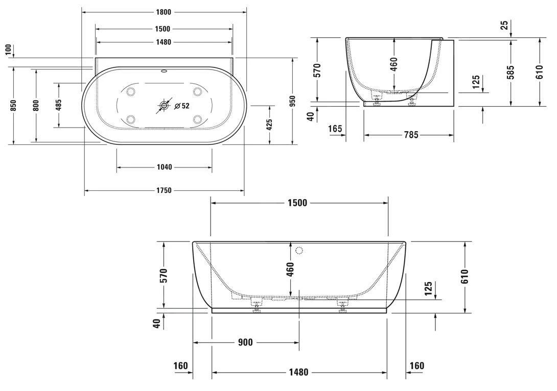 Duravit Luv - Vrijstaand Bad, 1800x950 Mm, DuraSolid, Wit 700433000000000 2 Duravit Luv - Vrijstaand Bad, 1800x950 Mm, DuraSolid, Wit 700433000000000 - Afbeelding 2