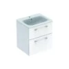 Geberit Selnova Square - Wastafelonderkast 635x588x480 Mm, Met Wastafel, 2 Laden, Glanzend Wit 501.236.00.1