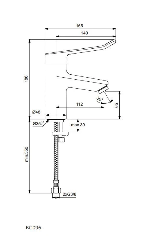 Ideal Standard Ceraplus II - Wastafelkraan, Chroom BC096AA 2 Ideal Standard Ceraplus II - Wastafelkraan, Chroom BC096AA - Afbeelding 2