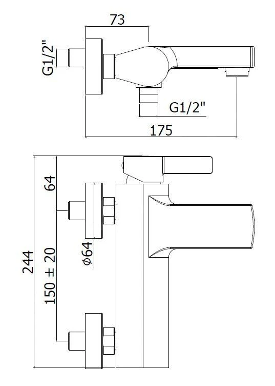 Paffoni Rock - Badkraan, Rvs RO022ST 2 Paffoni Rock - Badkraan, Rvs RO022ST - Afbeelding 2