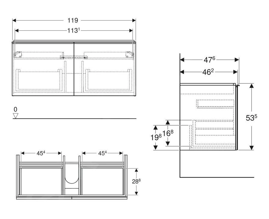 Geberit Acanto - Wastafelkast, 1190x476x535 Mm, 2 Laden, Stankafsluiter, Zwart 502.355.16.1 2 Geberit Acanto - Wastafelkast, 1190x476x535 Mm, 2 Laden, Stankafsluiter, Zwart 502.355.16.1 - Afbeelding 2