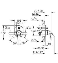 Grohe BauCurve - Inbouw Badkraan, Met Inbouwdeel, Chroom 29043000 -Badkamer Luxe 2943a69686ec498e06b96153