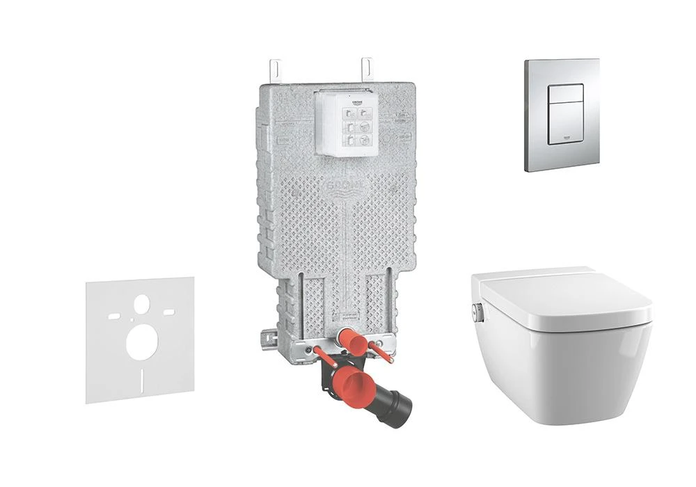 Grohe Uniset - Complete Toiletset Douche WC + Tece Wc Zitting, Skate Cosmo Bedieningsplaat, Rimless, SoftClose, Chroom 38643SET-KT 1 Grohe Uniset - Complete Toiletset Douche WC + Tece Wc Zitting, Skate Cosmo Bedieningsplaat, Rimless, SoftClose, Chroom 38643SET-KT
