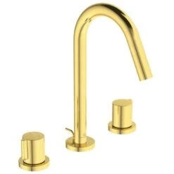 Ideal Standard Joy - Wastafelkraan, 3-gats, Met Waste, Brushed Gold BC783A2