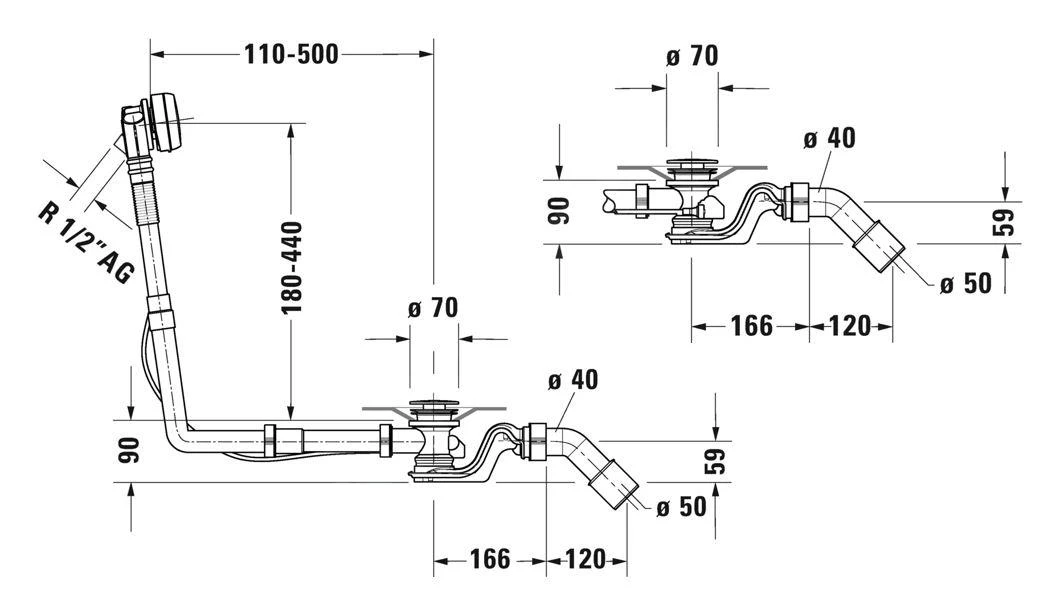 Duravit Toebehoren - Bad Af- En Overloopgarnituur Met Waterinlaat, Bowdenkabel, Lengte 850 Mm, Chroom 792207000001000 2 Duravit Toebehoren - Bad Af- En Overloopgarnituur Met Waterinlaat, Bowdenkabel, Lengte 850 Mm, Chroom 792207000001000 - Afbeelding 2