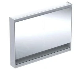 Geberit ONE - Spiegelkast Met LED-verlichting, 1200x900x150 Mm, 2 Deuren, Met Nis, Aluminium 505.835.00.1
