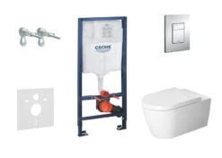 Grohe Rapid SL - Complete Toiletset, Wand-wc + Me By Starck Toiletzitting, Rimless, SoftClose, + Bedieningsplaat Skate Cosmo, Chroom 38528SET-KM
