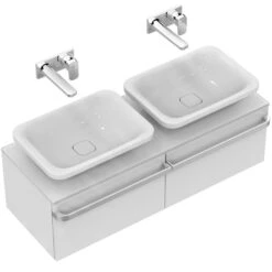 Ideal Standard Tonic II - Wastafelonderkast Voor Dubbele Wastafel 1220x440x350 Mm, Met Lak Glanzend Wit R4305WG -Badkamer Luxe 2dbf426e0014a7389785b5bc