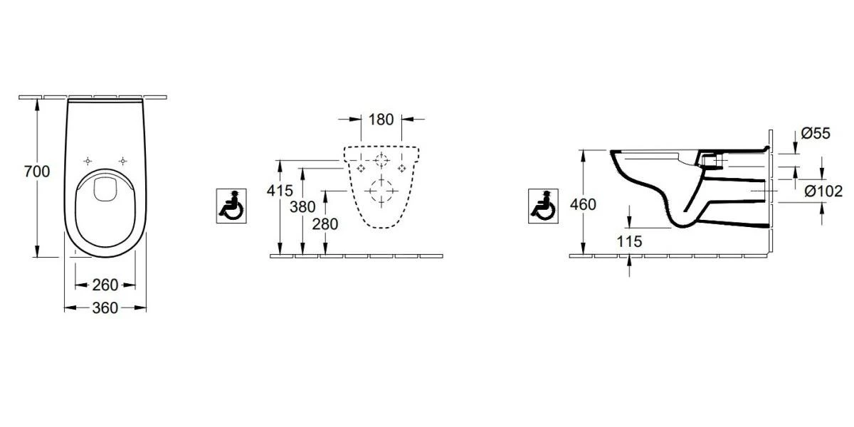 Villeroy & Boch ViCare - Wandcloset Voor Mensen Met Beperkte Bewegingsmogelijkheden, Afvoer Achteraan, DirectFlush, AntiBac, CeramicPlus, Alpine Wit 4601R0T2 2 Villeroy & Boch ViCare - Wandcloset Voor Mensen Met Beperkte Bewegingsmogelijkheden, Afvoer Achteraan, DirectFlush, AntiBac, CeramicPlus, Alpine Wit 4601R0T2 - Afbeelding 2
