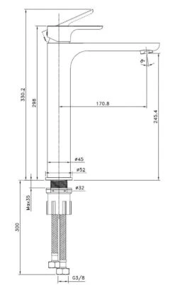 Kielle Vega - Wastafelkraan Voor Waskom, Chroom 10118110 -Badkamer Luxe 2fb5a3980fff2c637c2f6753