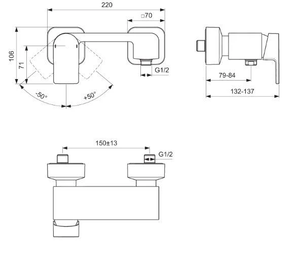 Ideal Standard Edge - Douchekraan, Chroom A7120AA 2 Ideal Standard Edge - Douchekraan, Chroom A7120AA - Afbeelding 2