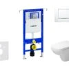 Geberit Duofix - Toiletset Met Sigma30 Bedieningsplaat, Wit/glazend Chroom + Duravit D-Code Hangend Toilet En Wc Bril, Rimless, SoftClose 111.355.00.5 NH5