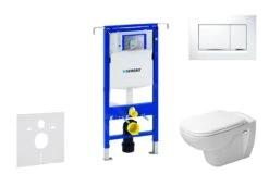Geberit Duofix - Toiletset Met Sigma30 Bedieningsplaat, Wit/glazend Chroom + Duravit D-Code Hangend Toilet En Wc Bril, Rimless, SoftClose 111.355.00.5 NH5