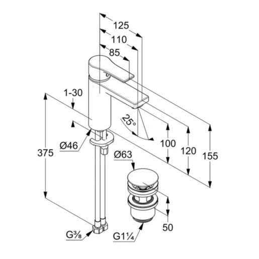Kludi Zenta SL - Wastafelkraan Met Push-Open Afvoergarnituur, Chroom 482980565 2 Kludi Zenta SL - Wastafelkraan Met Push-Open Afvoergarnituur, Chroom 482980565 - Afbeelding 2