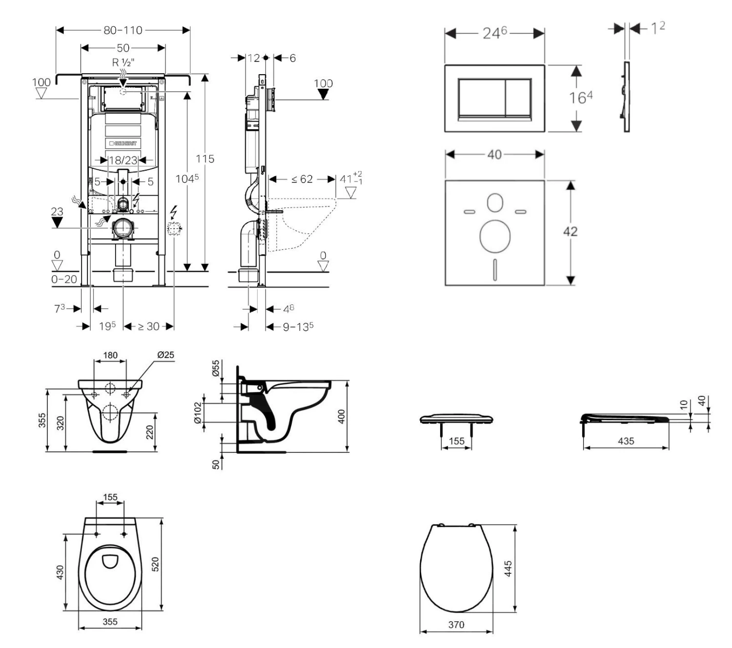 Geberit Duofix - Set Voorwandinstallatie, Closet Alpha Met WC-zitting, SIGMA30 Bedieningsknop, Mat Chroom/chroom 111.355.00.5 NR7 2 Geberit Duofix - Set Voorwandinstallatie, Closet Alpha Met WC-zitting, SIGMA30 Bedieningsknop, Mat Chroom/chroom 111.355.00.5 NR7 - Afbeelding 2