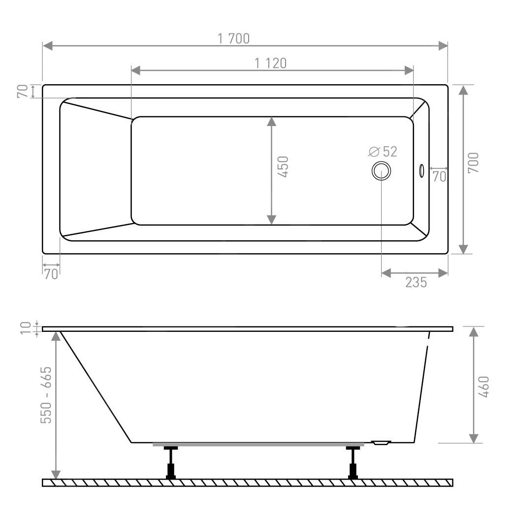 Lansanit LitLUX - Bad 1700x700 Mm, Wit LITLUX-170X70 2 Lansanit LitLUX - Bad 1700x700 Mm, Wit LITLUX-170X70 - Afbeelding 2