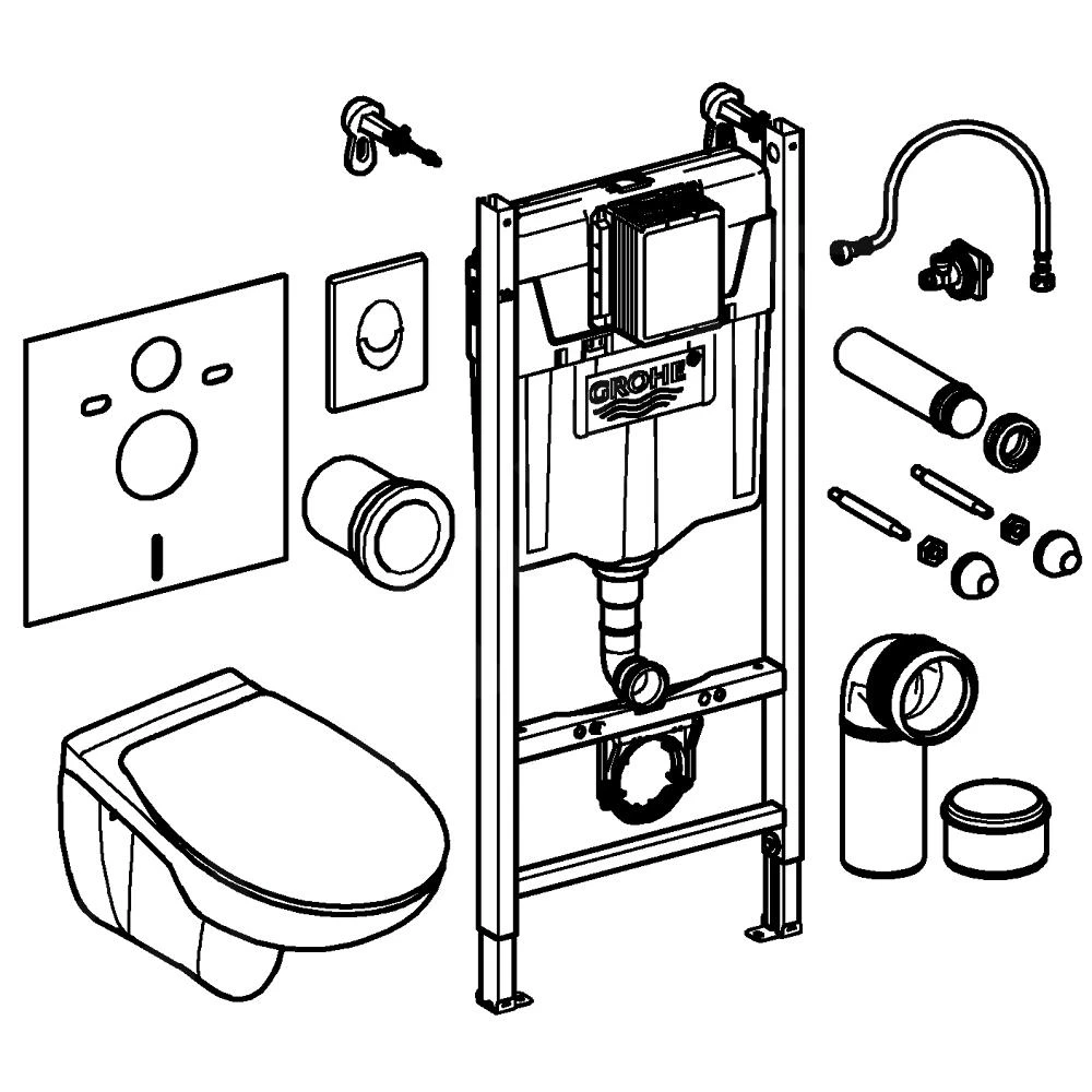 Grohe Solido - Toiletset Met Inbouwtoilet, Hangtoilet En Wc Bril Bau Ceramic, Softclose, Bedieningspaneel Skate Air, Chroom/wit 39888000 3 Grohe Solido - Toiletset Met Inbouwtoilet, Hangtoilet En Wc Bril Bau Ceramic, Softclose, Bedieningspaneel Skate Air, Chroom/wit 39888000 - Afbeelding 3