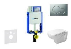 Geberit Kombifix - Toiletset Met Sigma01 Bedieningsplaat, Mat Chroom + Duravit D-Code Hangend Toilet En Wc Bril, Rimless, SoftClose 110.302.00.5 NH3