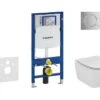 Geberit Duofix - Inbouwreservoir Voor Hangend Toilet Met SIGMA01 Bedieningsknop, Glanzend Chroom + Ideal Standard Tesi - Hangend Toilet En Wc-bril, Aquablade, SoftClose 111.300.00.5 NU2