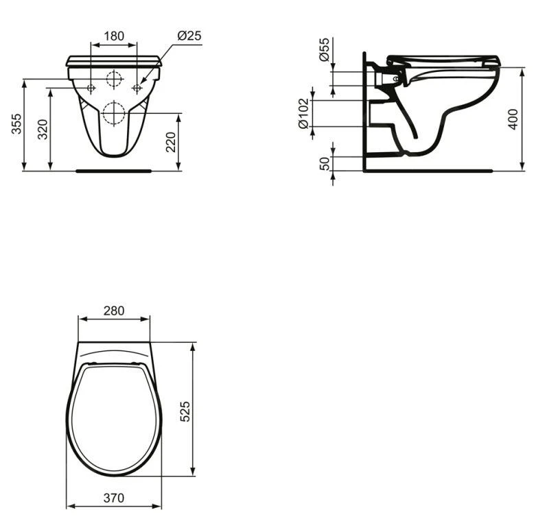 Ideal Standard Eurovit - Hangende WC, Rimless, Wit K881001 2 Ideal Standard Eurovit - Hangende WC, Rimless, Wit K881001 - Afbeelding 2