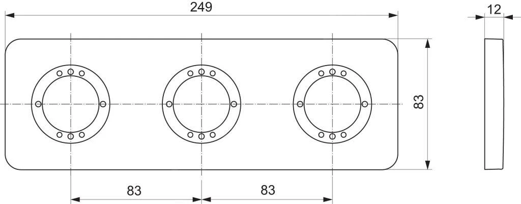 Ideal Standard Archimodule - Afdekrozet 3-gats SOFT 83 X 249 Mm, Chroom A1542AA 2 Ideal Standard Archimodule - Afdekrozet 3-gats SOFT 83 X 249 Mm, Chroom A1542AA - Afbeelding 2