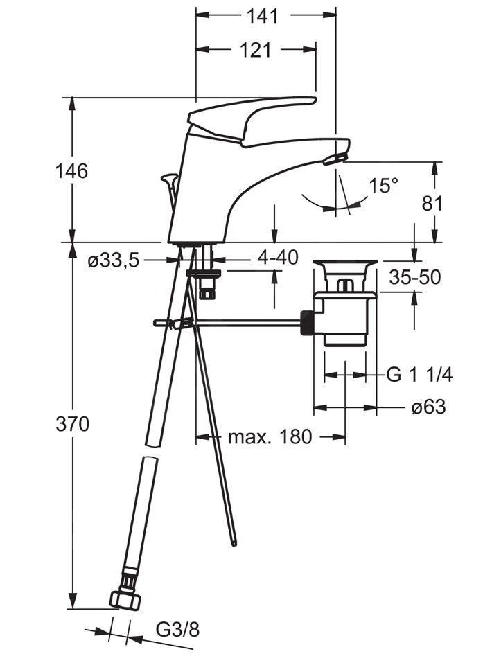 Hansa Mix - Wastafelkraan Met Waste, Chroom 01092283 2 Hansa Mix - Wastafelkraan Met Waste, Chroom 01092283 - Afbeelding 2