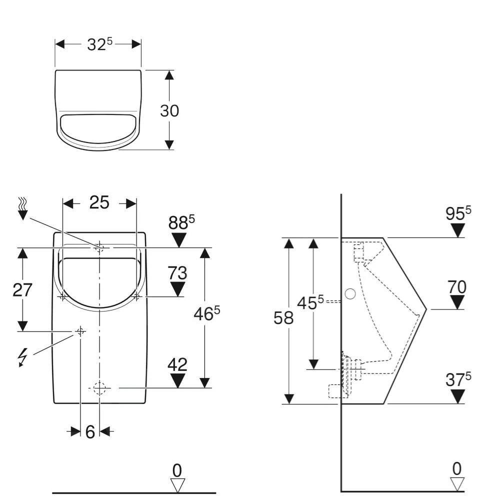 Geberit Smyle - Urinoir, Achterinlaat, Wit 500.254.01.1 2 Geberit Smyle - Urinoir, Achterinlaat, Wit 500.254.01.1 - Afbeelding 2