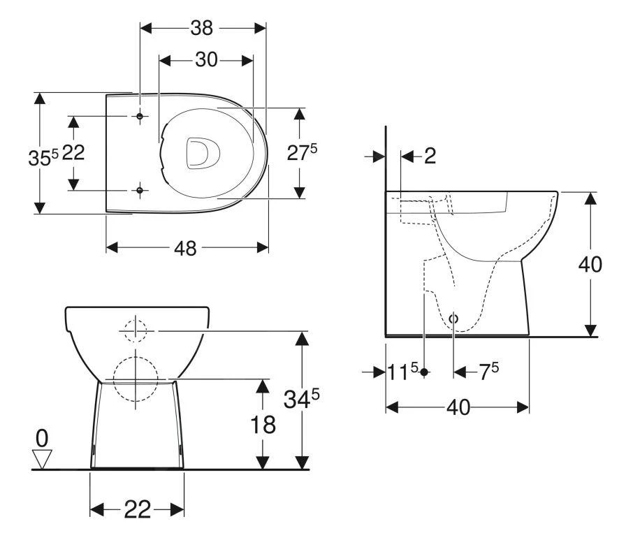 Geberit Selnova Compact - Staande WC, Rimfree, Wit 500.394.01.1 2 Geberit Selnova Compact - Staande WC, Rimfree, Wit 500.394.01.1 - Afbeelding 2