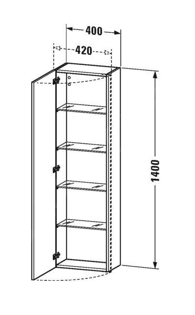 Duravit DuraStyle - Hoge Kast 1400x400x240 Mm, Rechts, Glanzend Wit DS1218R2222 2 Duravit DuraStyle - Hoge Kast 1400x400x240 Mm, Rechts, Glanzend Wit DS1218R2222 - Afbeelding 2
