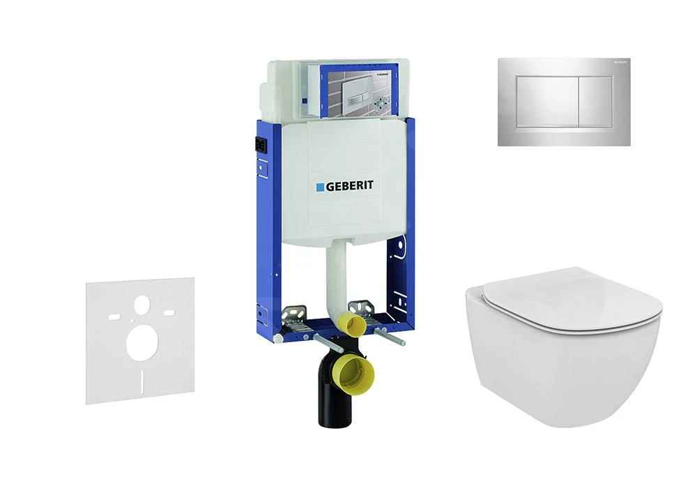 Geberit Kombifix - Inbouwreservoir Voor Hangend Toilet Met SIGMA30 Bedieningsknop, Glanzend Chroom/mat Chroom + Ideal Standard Tesi - Hangend Toilet En Wc-bril, Aquablade, SoftClose 110.302.00.5 NU6 1 Geberit Kombifix - Inbouwreservoir Voor Hangend Toilet Met SIGMA30 Bedieningsknop, Glanzend Chroom/mat Chroom + Ideal Standard Tesi - Hangend Toilet En Wc-bril, Aquablade, SoftClose 110.302.00.5 NU6