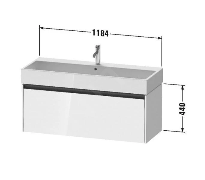 Duravit Ketho.2 - Wastafelkast 440x1184x460 Mm, 1 Lade, Mat Wit K25079018180000 2 Duravit Ketho.2 - Wastafelkast 440x1184x460 Mm, 1 Lade, Mat Wit K25079018180000 - Afbeelding 2