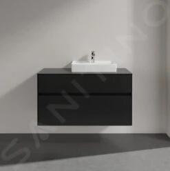 Villeroy & Boch Collaro - Wastafelkast, 1000x548x500 Mm, 2 Laden, Mat Zwart C01500PD -Badkamer Luxe 3b35f0f574245a4d2a87acfb