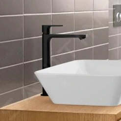 Hansgrohe Rebris E - Wastafelkraan Voor Waskom, Met Waste, CoolStart, Mat Zwart 72581670 -Badkamer Luxe 3bde6ffd809681e0a668d7dd
