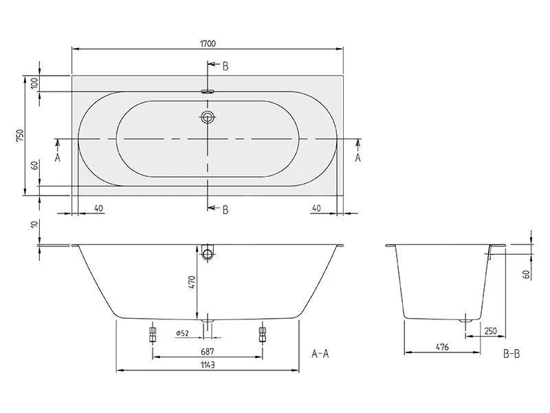 Villeroy & Boch Oberon 2.0 - Bad 1700x750x470 Mm, Quaryl, Wit UBQ170OBR2DV-01 2 Villeroy & Boch Oberon 2.0 - Bad 1700x750x470 Mm, Quaryl, Wit UBQ170OBR2DV-01 - Afbeelding 2