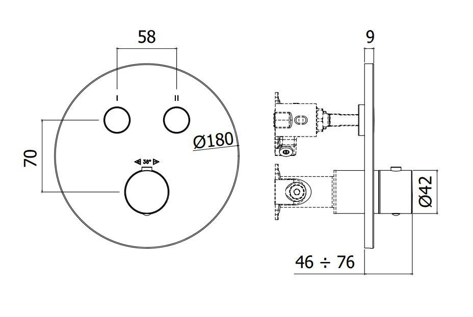 Paffoni Compact Box - Thermostatische Inbouwkraan, Voor 2 Uitgangen, Mat Zwart CPT018NO 2 Paffoni Compact Box - Thermostatische Inbouwkraan, Voor 2 Uitgangen, Mat Zwart CPT018NO - Afbeelding 2