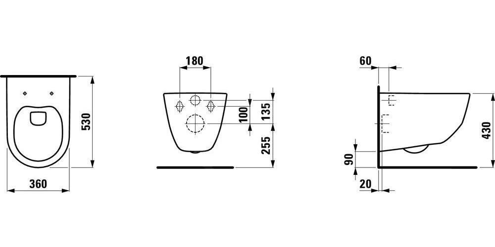 Laufen Pro - Hangend Toilet, 530x360 Mm, Rimless, Met LCC, Wit H8209664000001 2 Laufen Pro - Hangend Toilet, 530x360 Mm, Rimless, Met LCC, Wit H8209664000001 - Afbeelding 2
