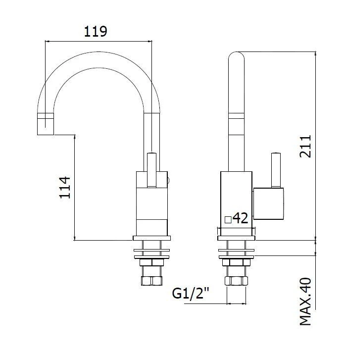 Paffoni Level - Koudwaterkraan, Chroom LEA091CR 2 Paffoni Level - Koudwaterkraan, Chroom LEA091CR - Afbeelding 2