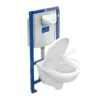 Villeroy & Boch O.novo - ViConnect Voorwandinstallatie Set, Toiletpot Inclusief Wcbril, DirectFlush, SoftClosing, E200 Spoelknop, Glanzend Chroom 5660D201