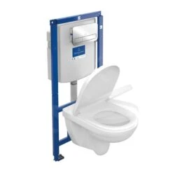 Villeroy & Boch O.novo - ViConnect Voorwandinstallatie Set, Toiletpot Inclusief Wcbril, DirectFlush, SoftClosing, E200 Spoelknop, Glanzend Chroom 5660D201